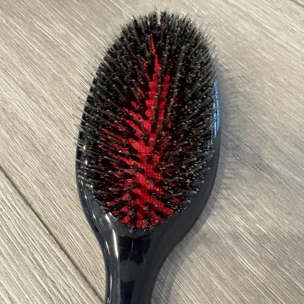 NWT Black Oval Boar Soft‎ Bristles Hair Brush Nylon Pins Styling Profession